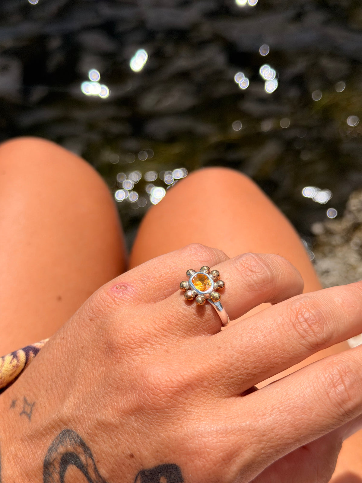 Citrine Blossom Ring Size 6