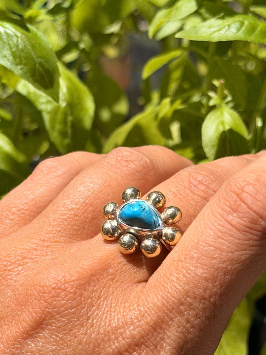 Turquoise Blossom Ring Size 8