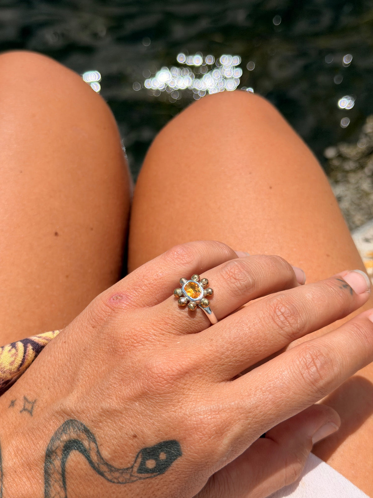 Citrine Blossom Ring Size 6