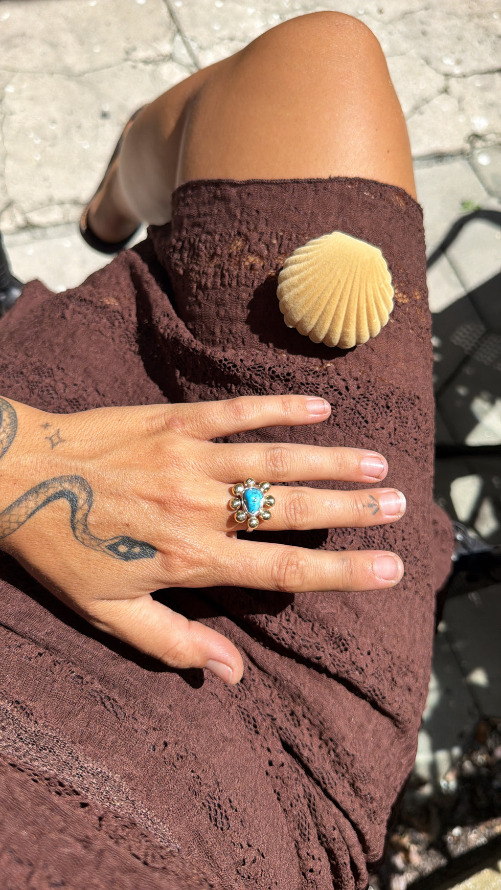Turquoise Blossom Ring Size 8