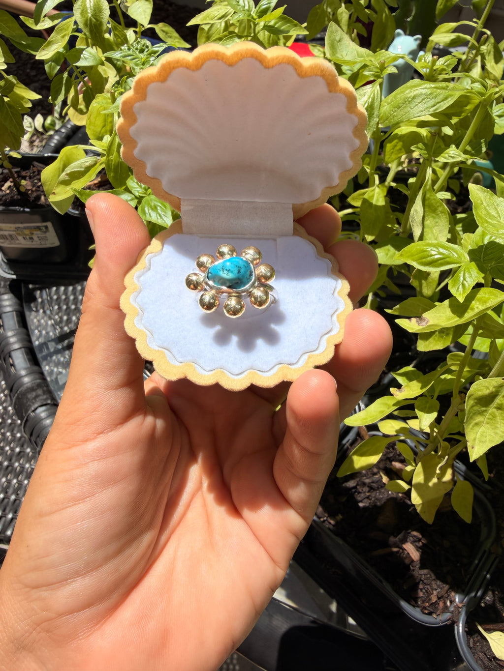 Turquoise Blossom Ring Size 8