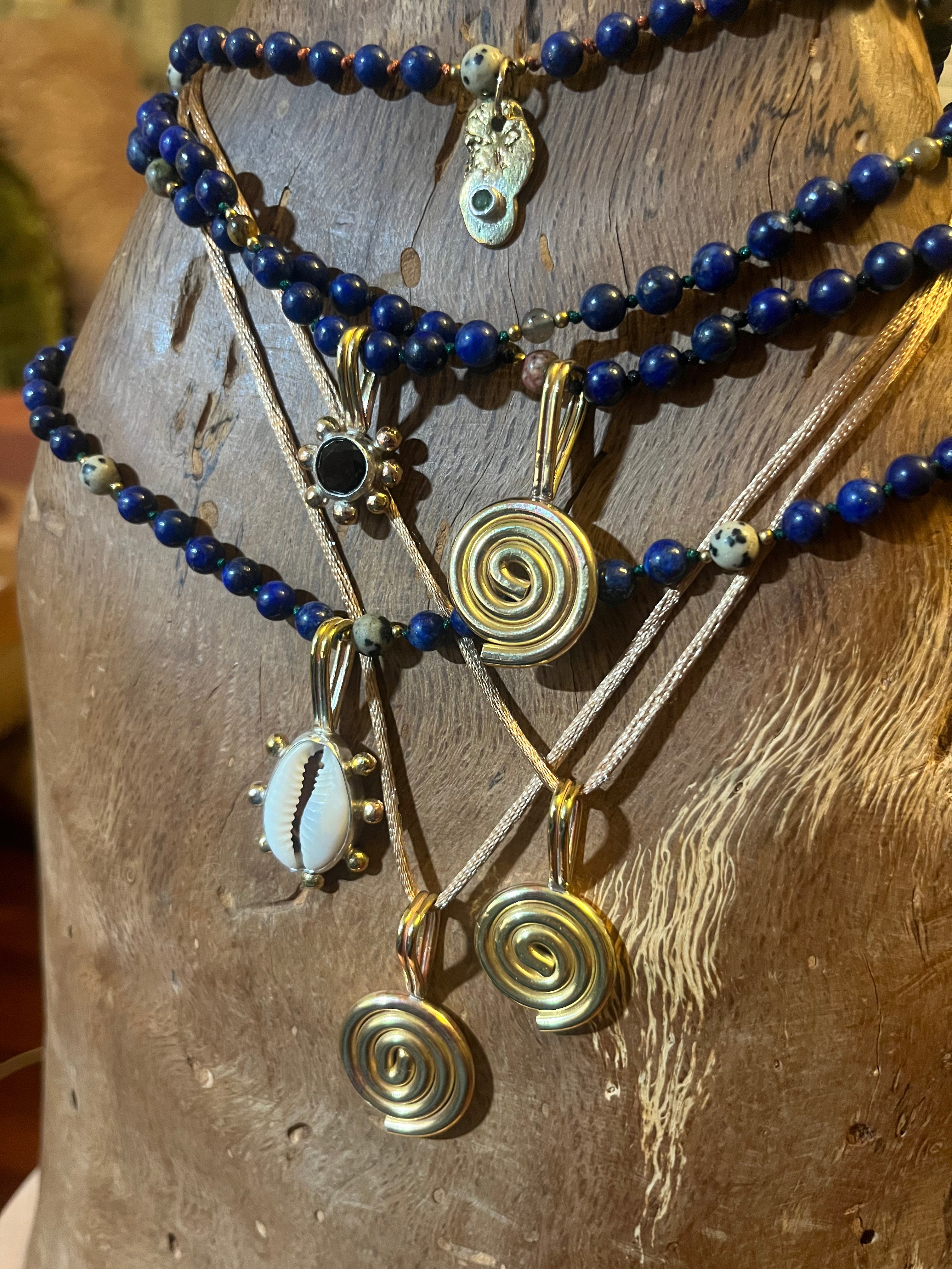 Beaded Lapis on Orange Silk Nylon