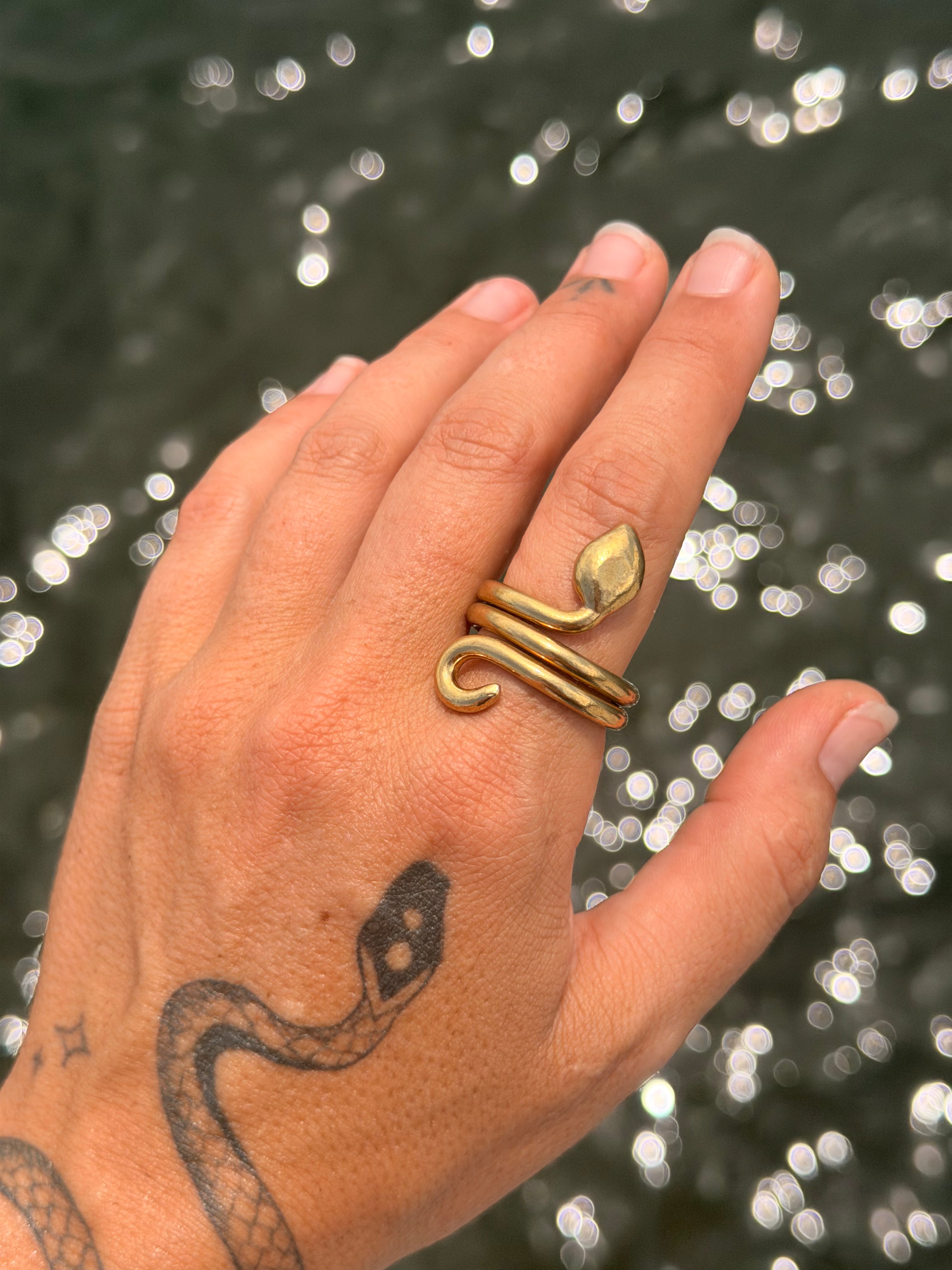Brass Snake Ring Size 9.5