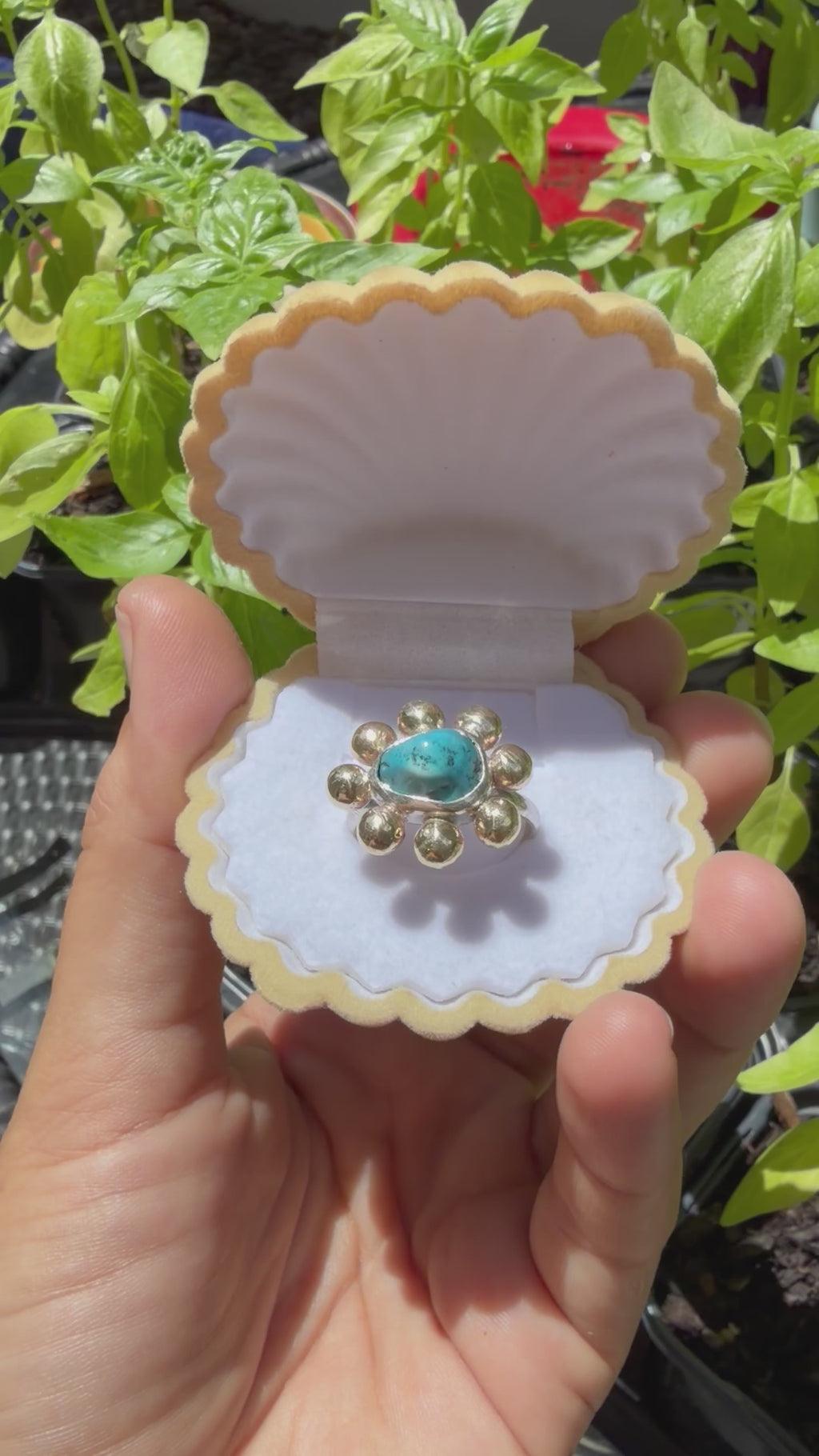 Turquoise Blossom Ring Size 8